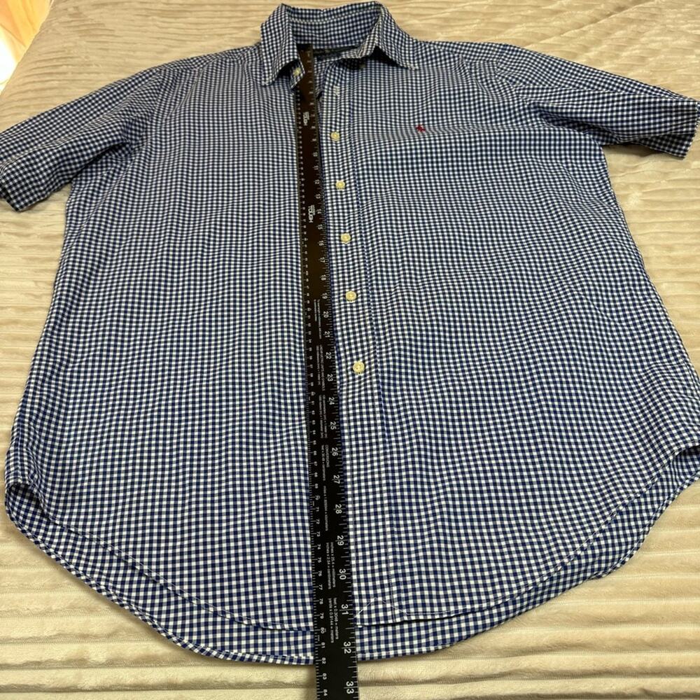 Ralph Lauren Classic Fit Men’s Gingham Shirt Button Down Short Sleeve Blue M - Picture 7 of 9